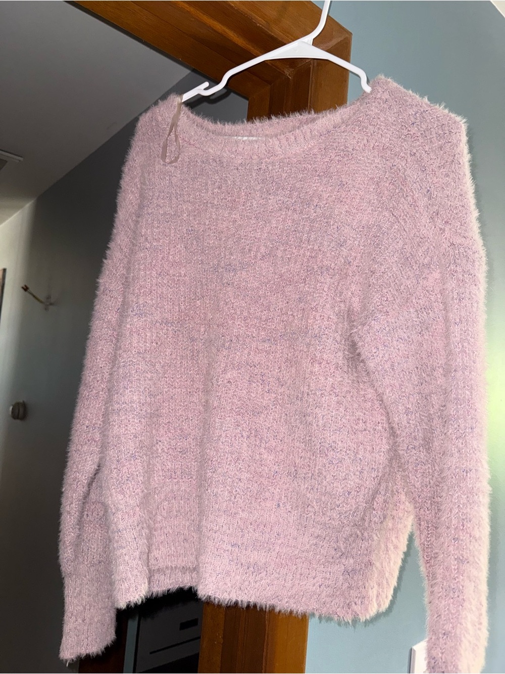 Moral Fiber Fuzzy Crewneck Sweater - Light Pink